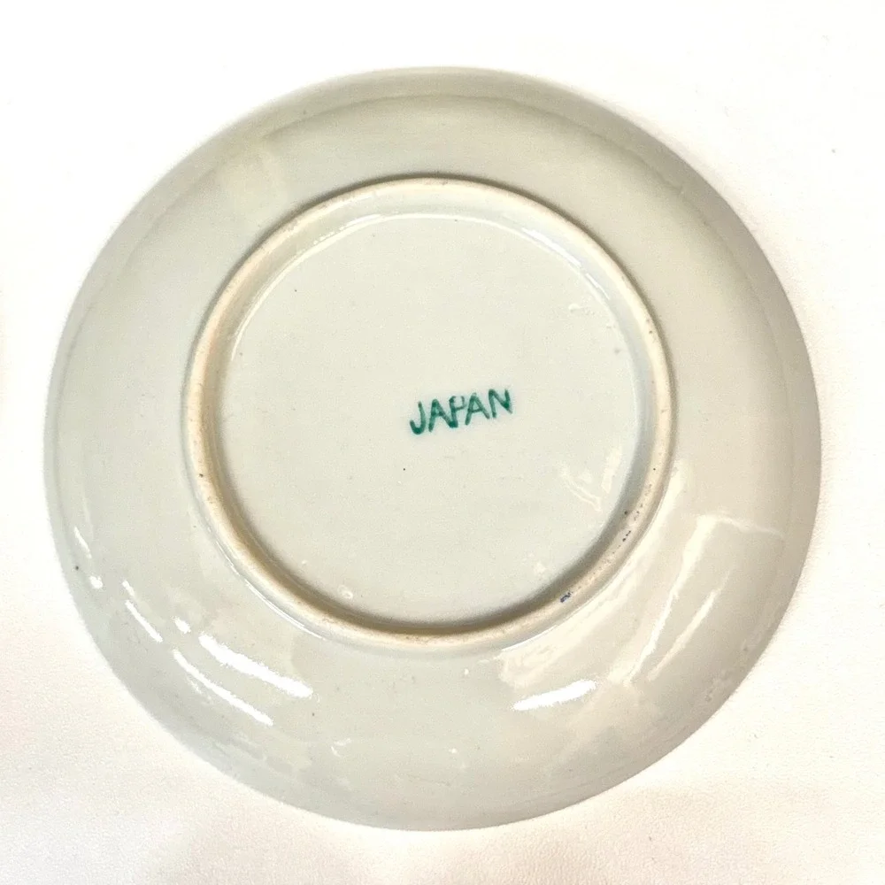 Vintage Japan Miniature Tea‎ Set 4pc Floral Porcelain Teacup Saucer Creamer Blue
